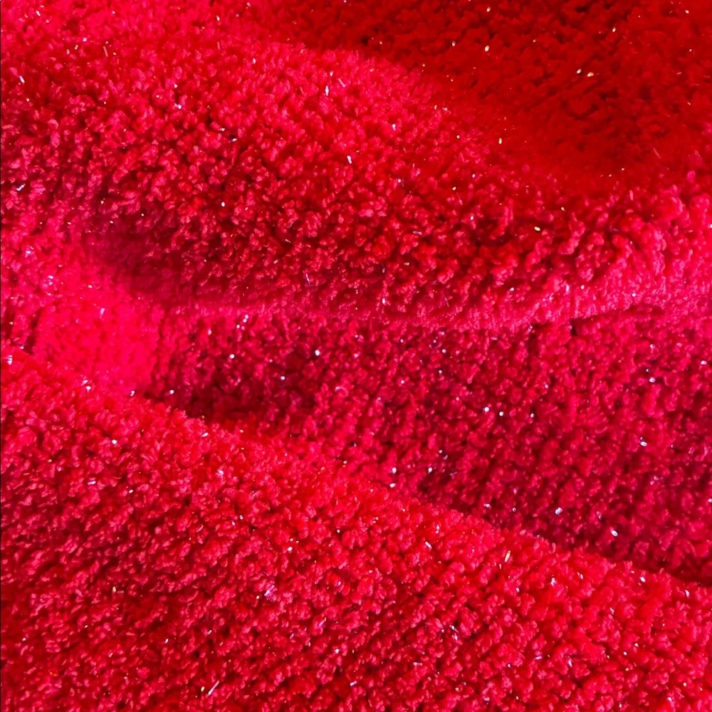 Red chenille with silver sparkles throw blanket 50”X 62” holiday decor christmas